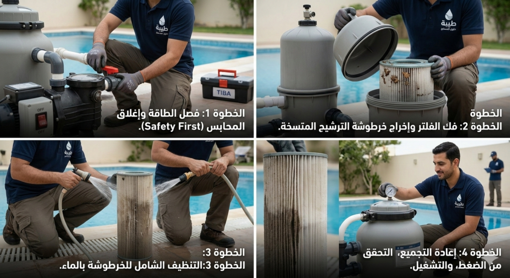 تنظيف فلتر حمام السباحة خطوة بخطوة